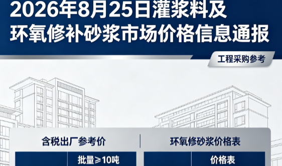 永泰2026年8月25日灌浆料及环氧修补砂浆市场价格信息通报